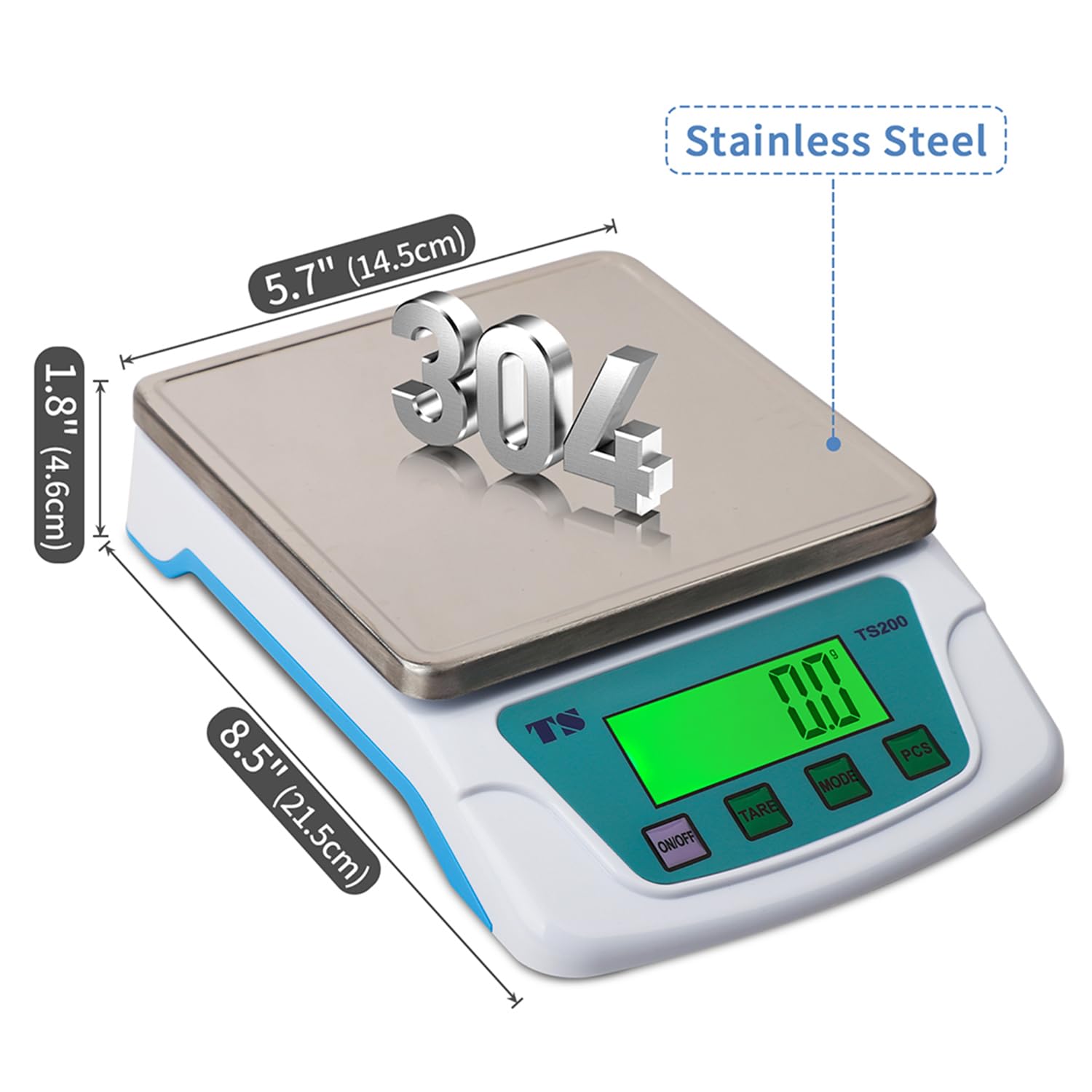 Bilancia Cucina Digitale,22lb/10kg,6 Unità Di Pesatura,bilancia Professionale 0,2g,Piatto Di Pesatura In Acciaio Inossidabile Per Uso Alimentare 304 Display Lcd,Funzione Tara Batterie Incluse