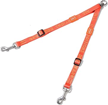 HOWGO Double Dog Leash,Tangle-Free 360 Swivel(Orange, Std M-L Splitter) | Individually Adjustable Length, Coupler Leads 2 Dogs,Zinc Alloy Hooks,Durable Nylon,No-Tangle Walking,All Breeds