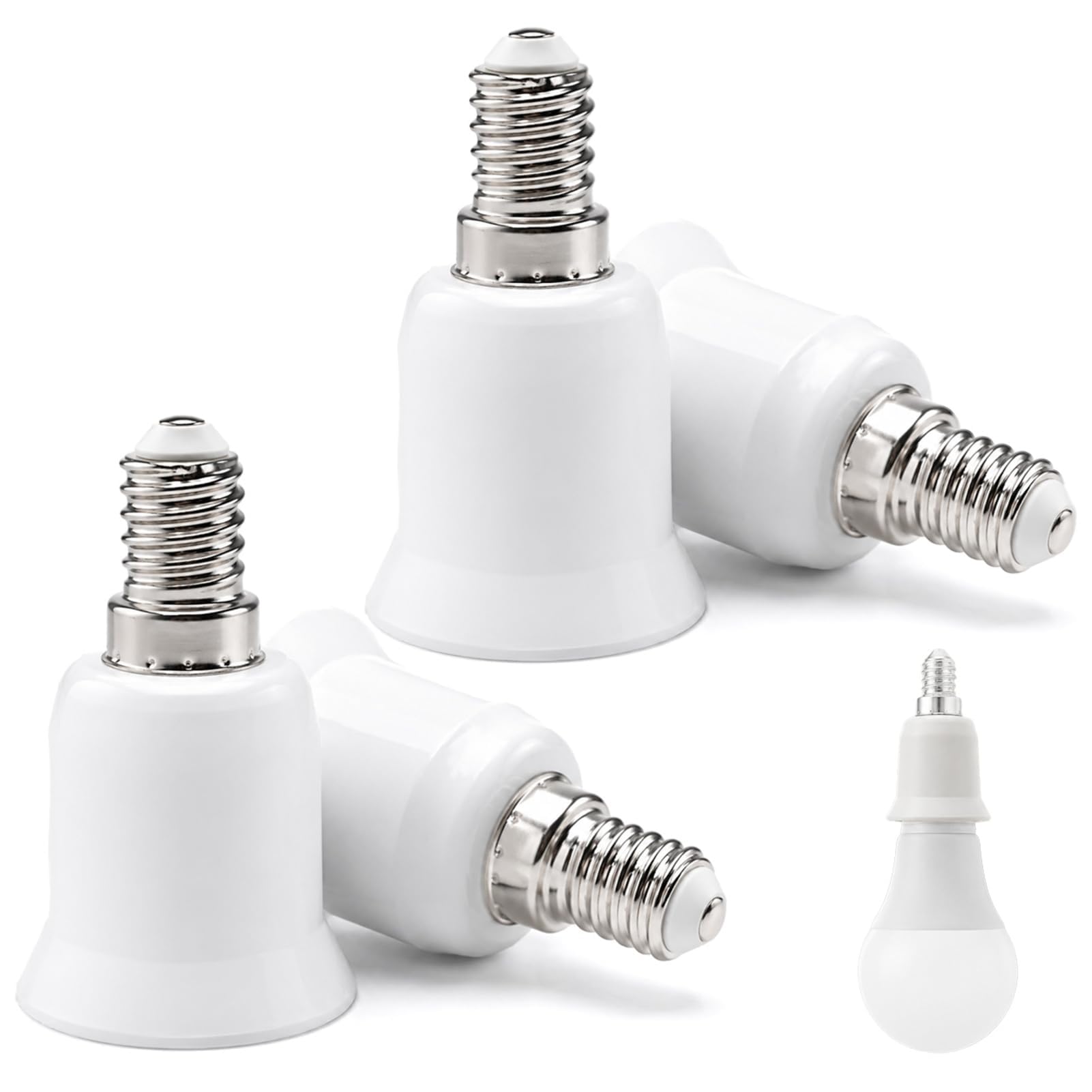 Klyk 4 Pcs E14 to E27 Socket Converter Lamp Base Adapter for LED Bulbs