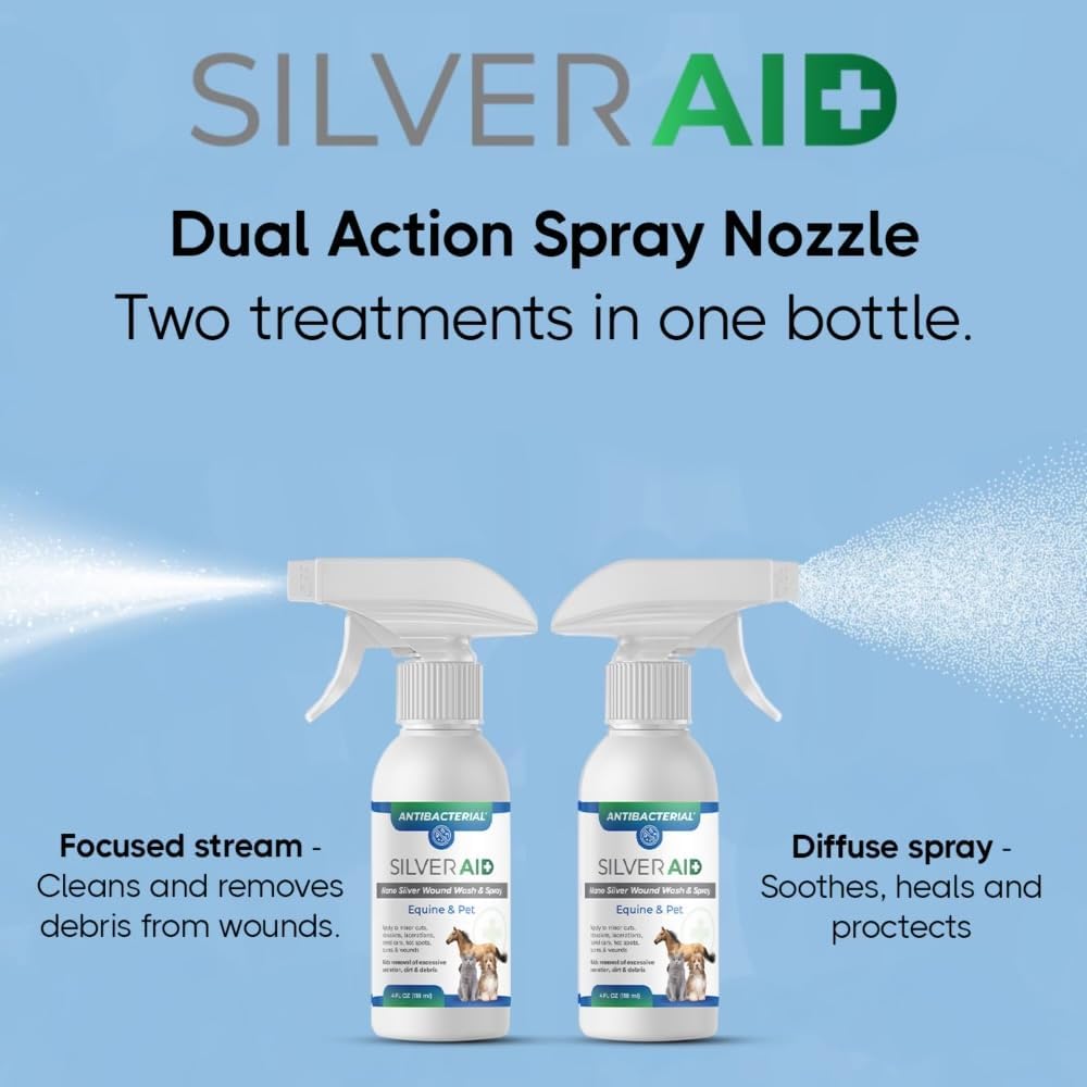 Animal Wound Spray 4 oz with Colloidal Nano Silver, Itch Relief & Paw Spray for Horses & Pets, Hot Spot Treatment, Cuts, Burns & Skin Care – Made in USA