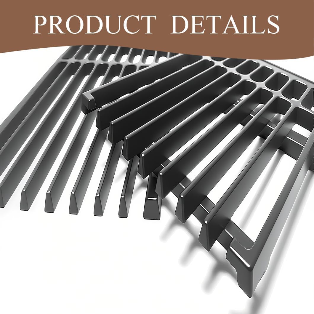 PCBZ0B (3-Pack) 8 inch wide Adjustable Cast Iron Cooking Grate Replacement for BBQ Grills Gas Eletric Grills, Universal Cooking Grids Extend from 14" up to 20" L
