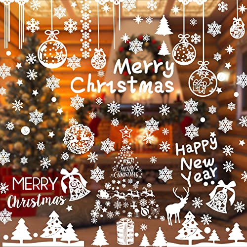 NEPAK 515 Noël Autocollants Fenetre,Réutilisable Rennes Sapin Noel Sticker,Noel Stickers Noël Autocollants Sticker,Noël Stickers Fenetre Flocons de Neige