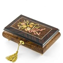 Classic Music Box Features Nostalgic Design of A Floral Bouquet Tied with Pink Ribbon - Many Songs to Choose - Swan Lake