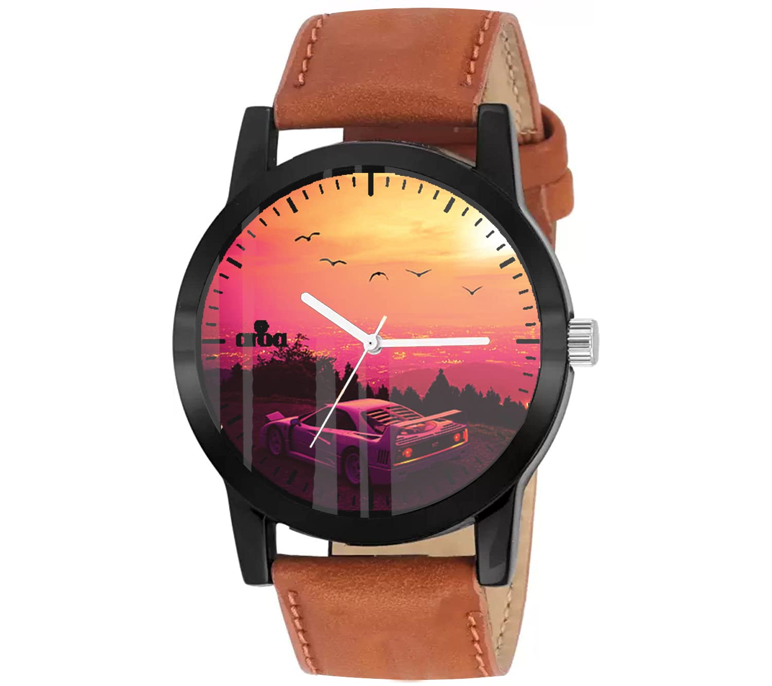 AROA Watch New Watch for Retro Cars Formula 1 F1 Racing Cars Neon Cars GTA Vice City Black Metal Type Analog Brown Strap Watch Multicolor Dial for Men Stylish Watch for Boys (B0C28M78WH) Amazon Price History, Amazon Price Tracker