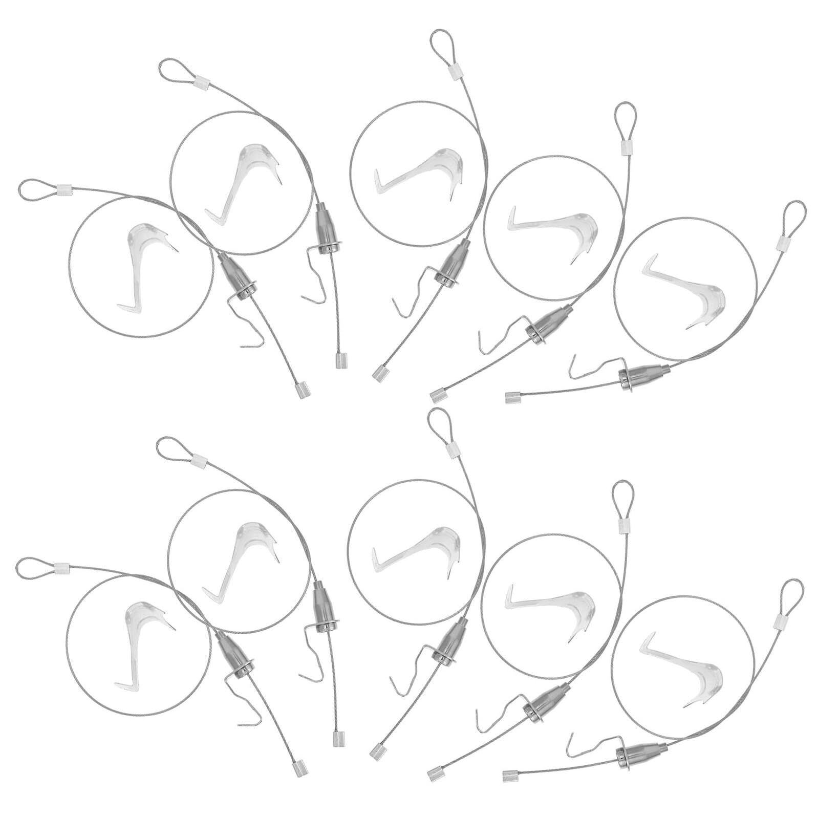 Ganchos para Colgar Cuadros Ajustables, 10 Sets, Acero Inoxidable | Plata, Instalación Sencilla, para Galerías y Oficina, Hierro en Componentes, Sistema para Obras y Luz