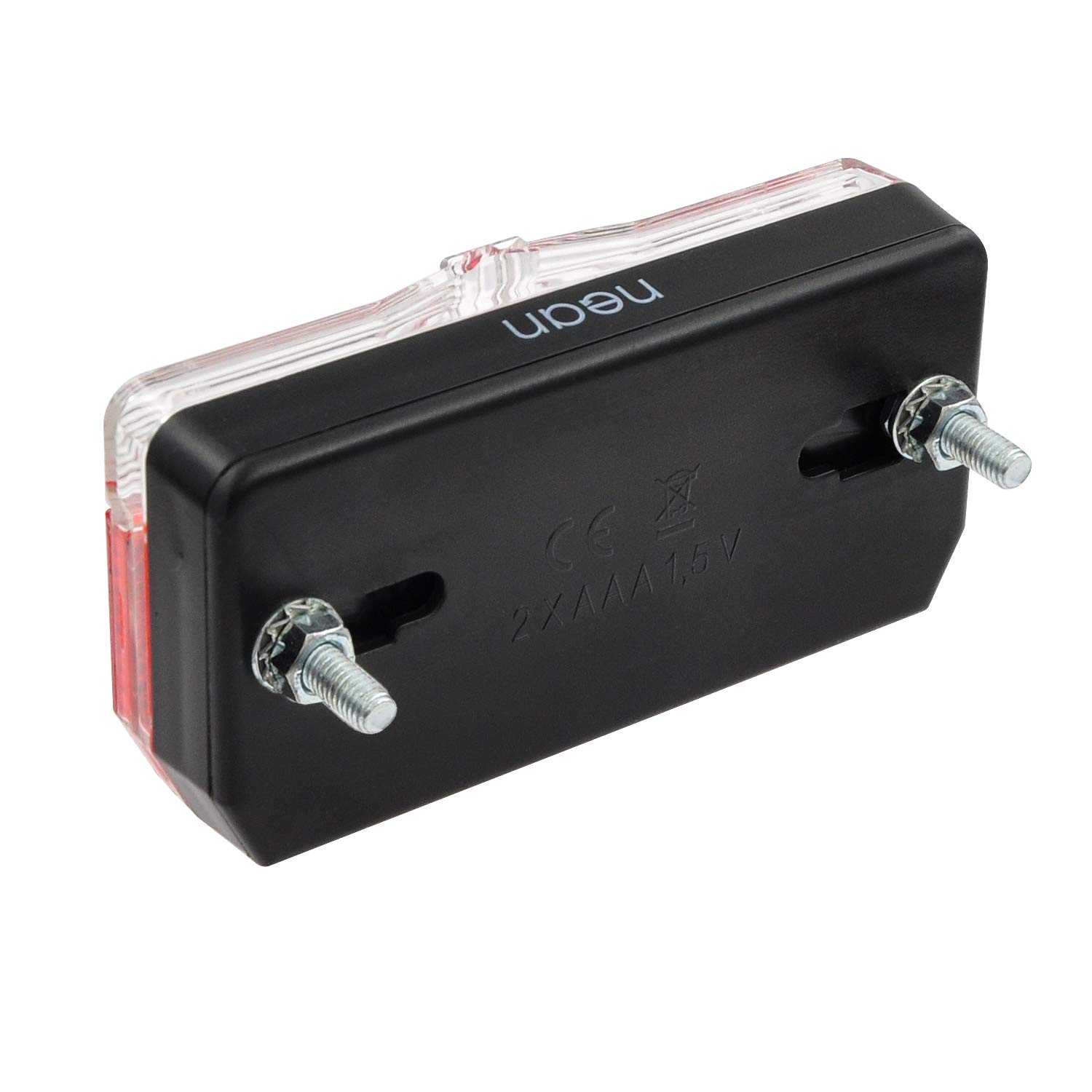 fanale posteriore per bicicletta nean con catadiottro e omologazione StVZO incluse batterie, catadiottro posteriore con catadiottro, luce posteriore a LED, a batteria, 5 candele, rosso