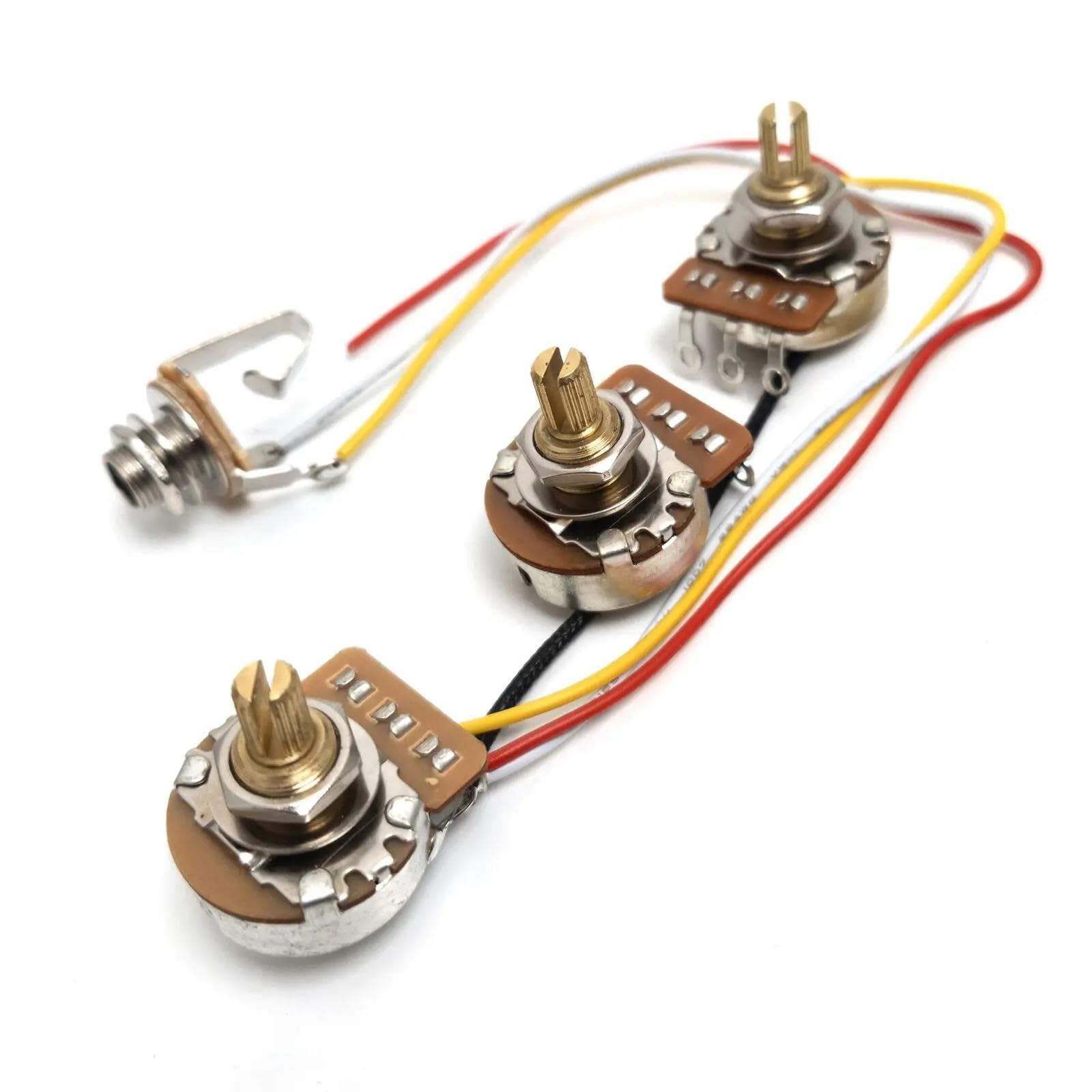 Kit Arnés Precableado Kit precableado con eje de cobre potenciómetro de 250 K 2 potenciómetros de volumen y 1 tono para bajo. Piezas de repuesto.(1 Pcs)