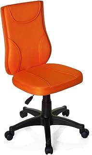 HJH Office 670440 Sedia da ufficio per bambini KIDDY BASE tessuto arancione, regolabile in altezza, ergonomica, sedile imbottito, senza braccioli, resistente, 100 % poliestere, imbottita