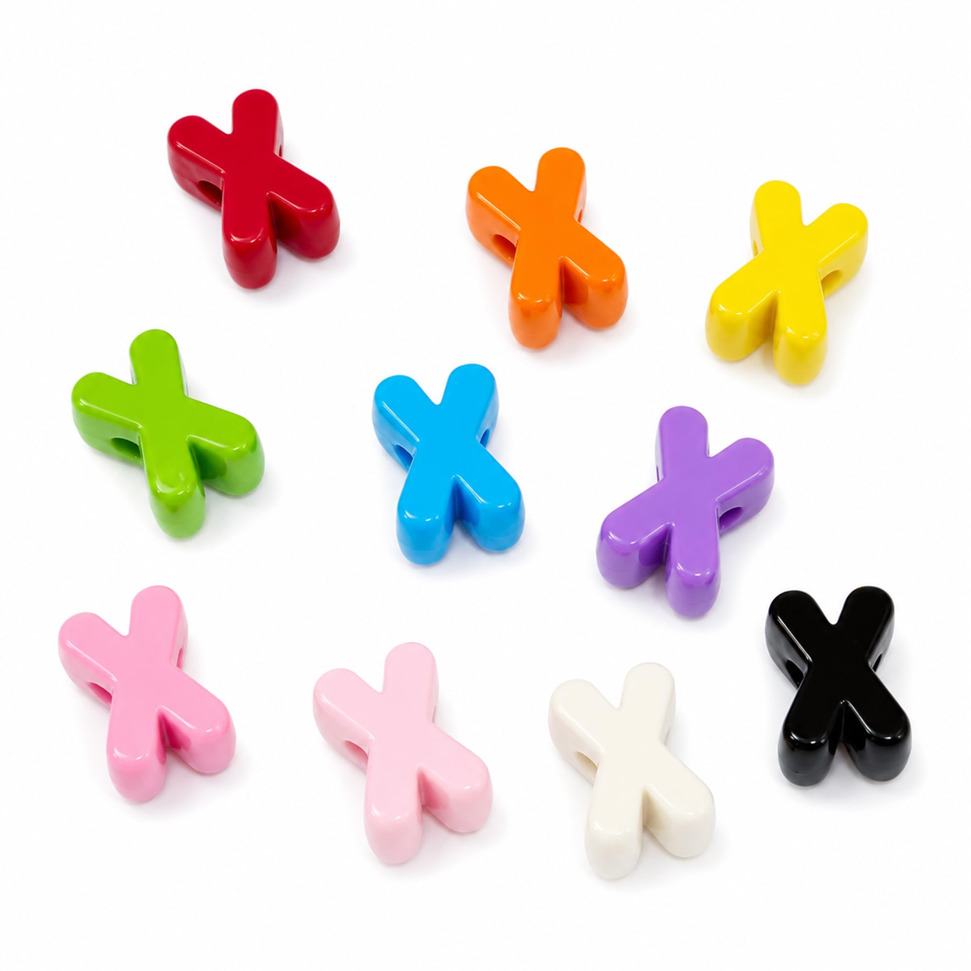 Letter Beads, 10pcs Alphabet Beads, Large Acrylic Letter Beads with 6mm Holes for Bracelet Making, Jewellery, Keyrings and Craft Projects (10-Colour Mix, Letter X)