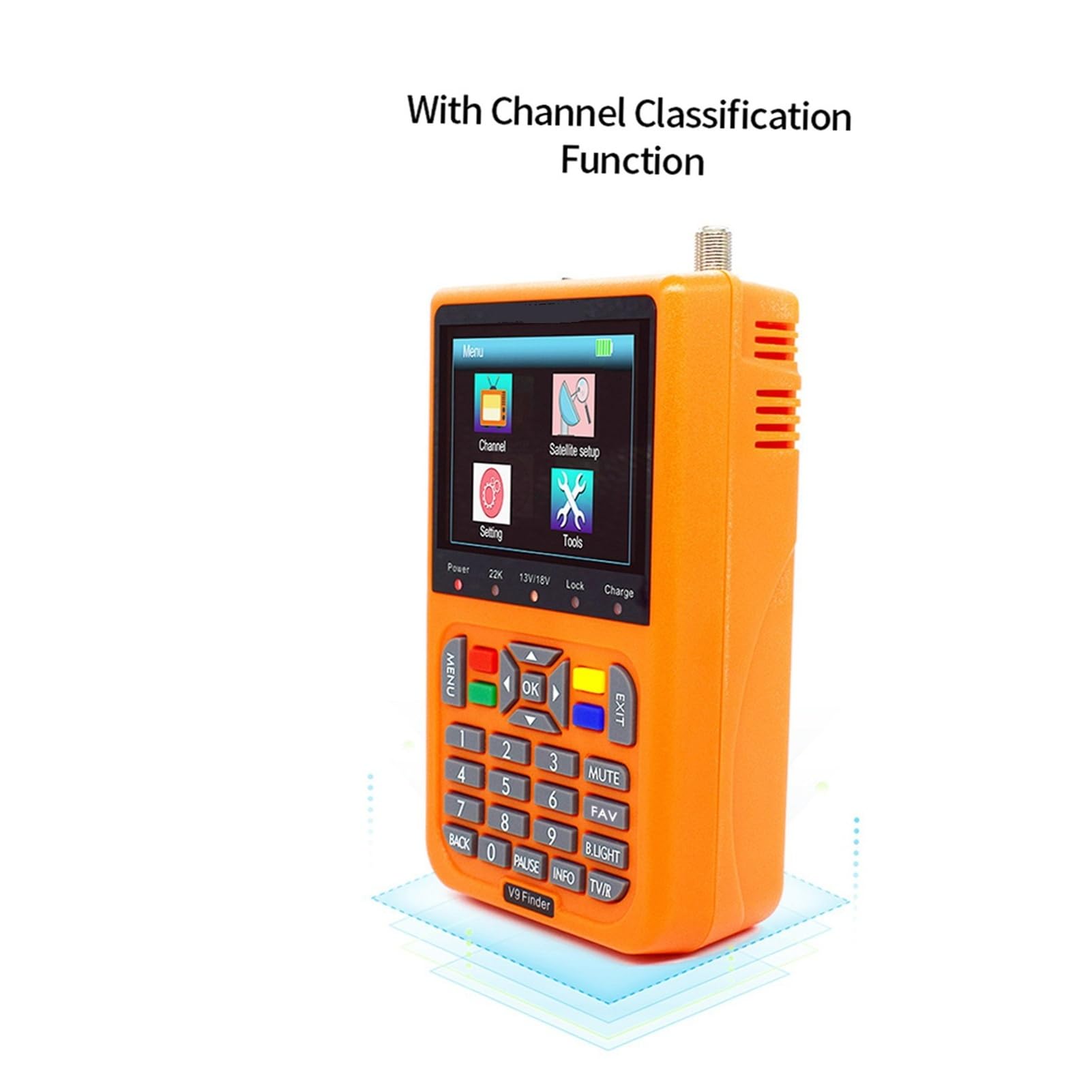 Cyfrowa wizjer satelitarny V9 z wyświetlaczem LCD Cyfrowy miernik siły sygnału satelitarnego Wyczyść wyświetlacz(Orange)