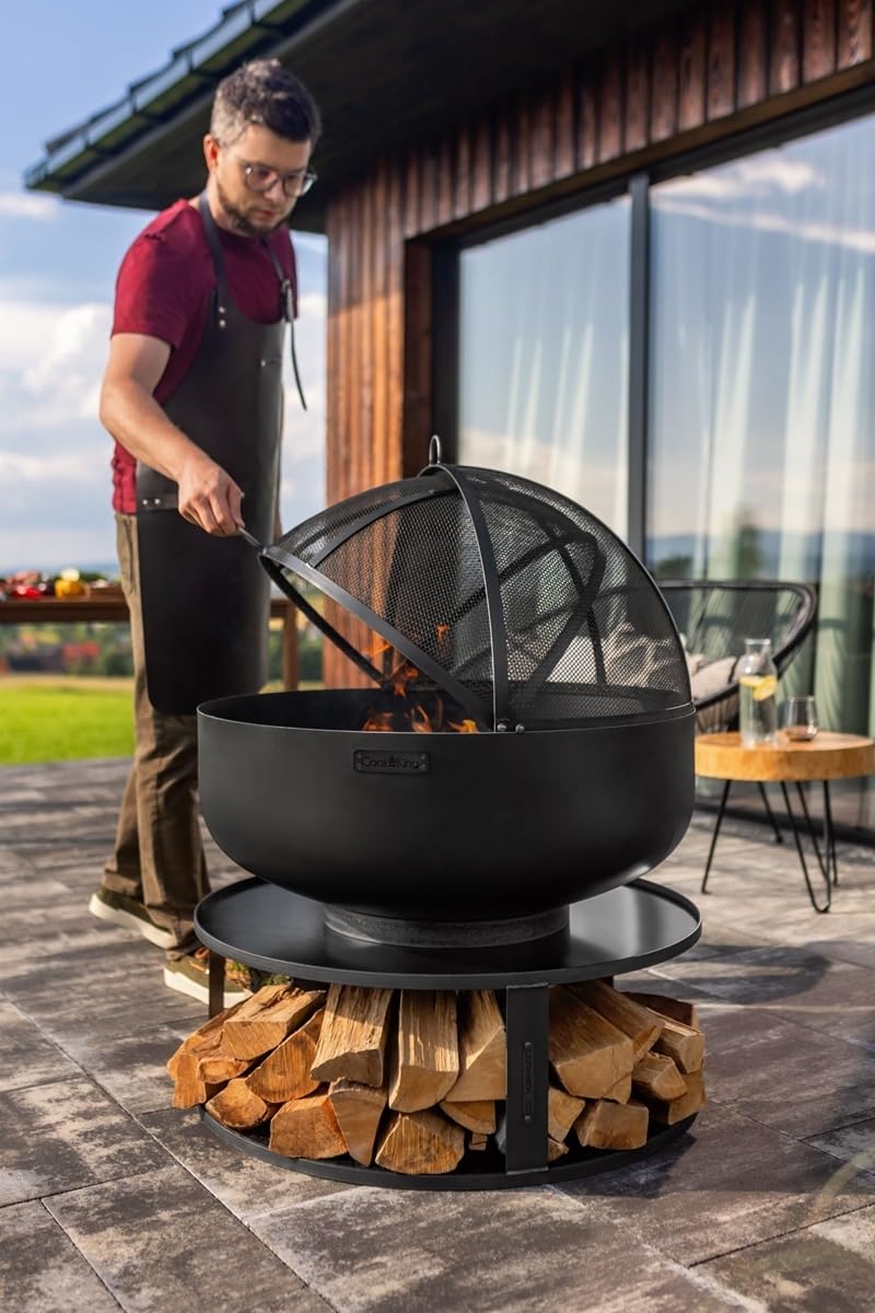 Feuerschale Palermo XXL Ø 80 cm Feuerstelle für den Garten Grillschale Feuerkorb aus Naturstahl CookKing