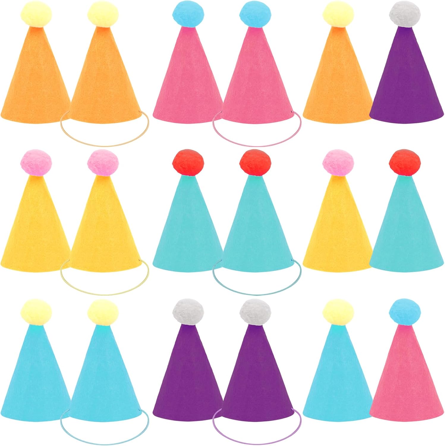 18 Pieces Mini Party Hats for Stuffed Animals Birthday Party Felt Cone Hats Multicolor Tiny Hat for Dog Cat Birthday Party Hat Decorations