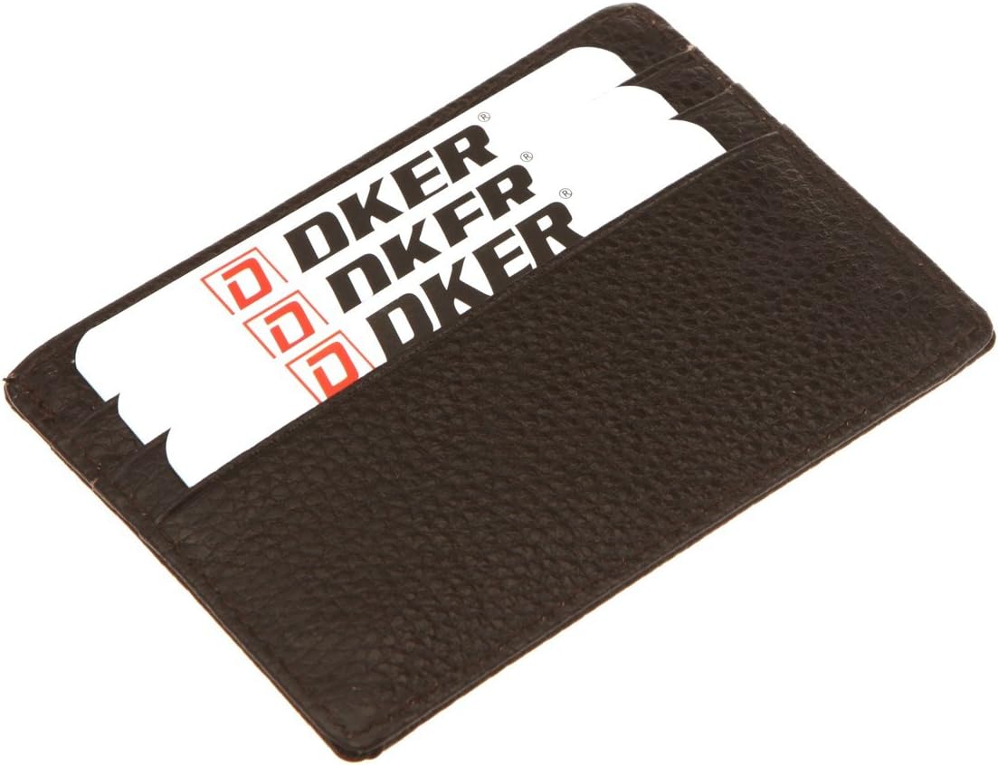 DEEZOMO RFID Blocking Genuine Leather Slim Super Thin Card Holder With ID Card Window - Coffee
