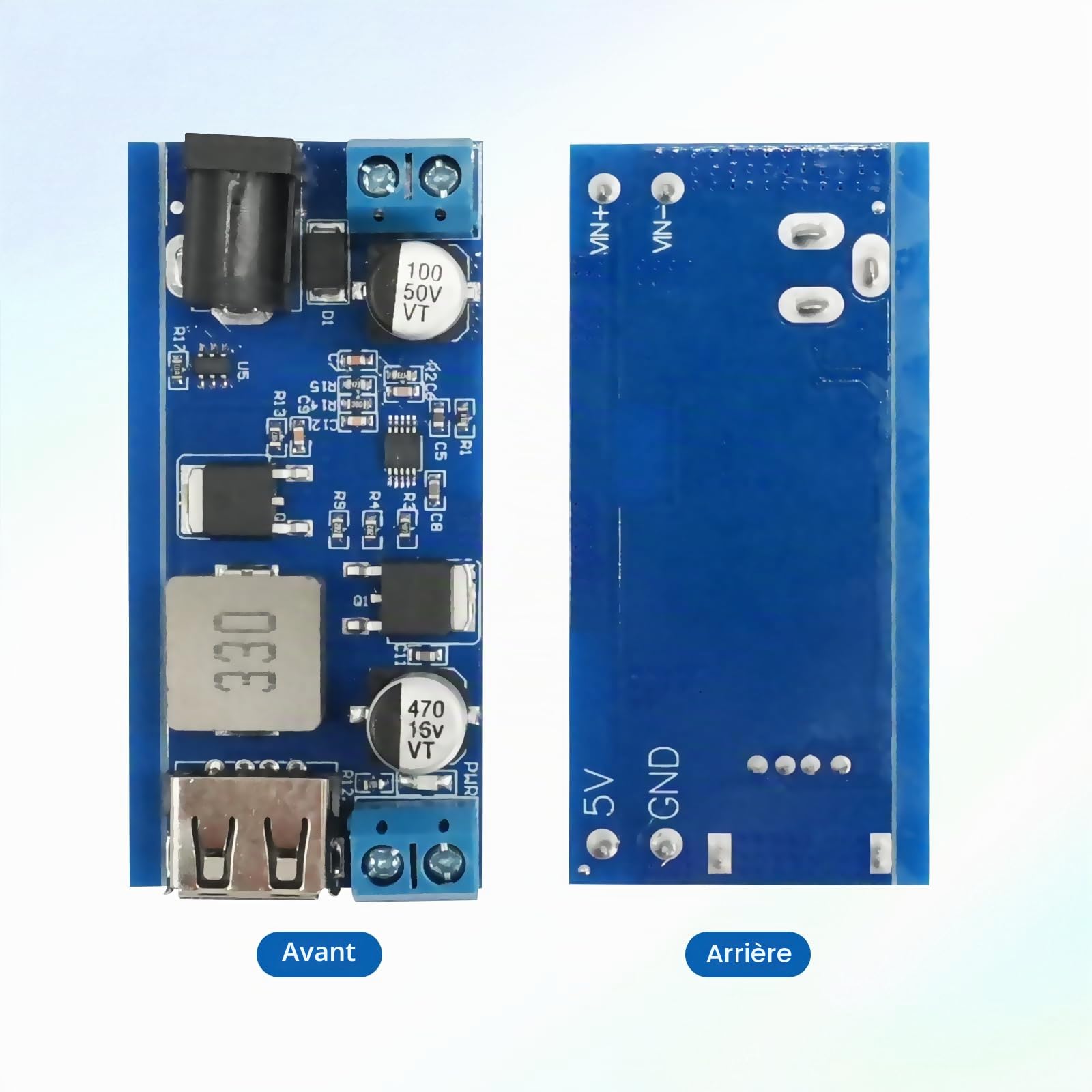 Buck Converter Module RUIZHI 6 pièces DC-DC Convertisseur d'alimentation Réducteur 24 V/12 V à 5 V/5 A Step Down Power Module avec port USB Prend en charge la charge rapide compatible Arduino
