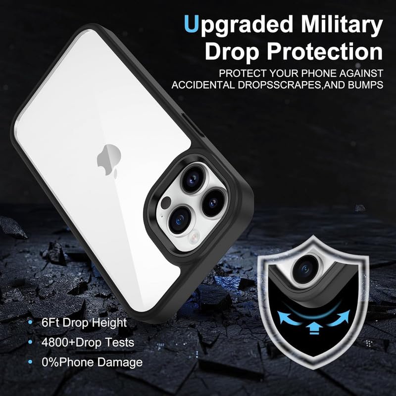 Image of for iPhone Case 15 Pro, [Anti-Yellowing Technology] [Military Grade Drop Protection] Shockproof Slim Hybrid Phone Case for iPhone 15 Pro- Carbon Black