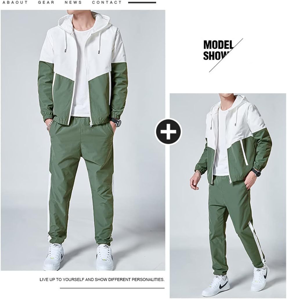 Floette Men Retro Windbreaker Track Suit Track Jacket Track Pant Athletic Hip Hop Windproof Sweat Suit - Image 5