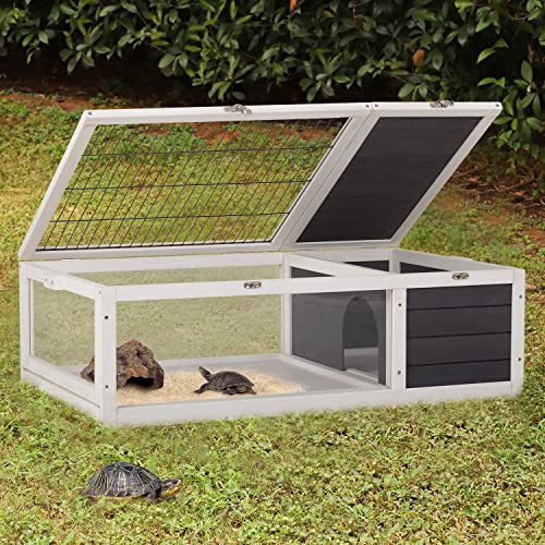 image for BestPet Wooden Tortoise Habitat Indoor & Outdoor Large Transparent Tor