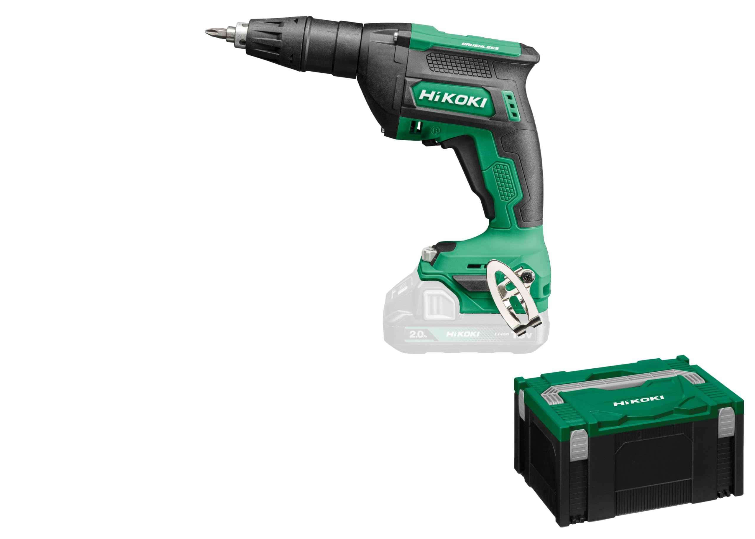 HiKOKI Akku-Trockenbauschrauber W18DAW2Z, 18 V, 5000 U/min, Brushless | Inklusive Koffer, für 41 mm Schrauben, Autostart & Impulsmodus, LED, ergonomisch, für Gipskarton Montage Serienverschraubung