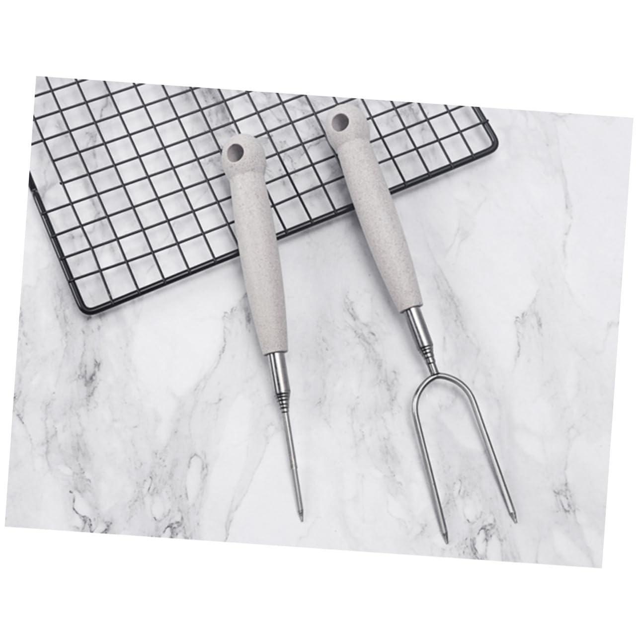 UPKOCH 3 Set Forchette Da Bbq Inossidabile Forchette Per Grigliate Per Salsicce Hot Dog E Verdure 2 Pezzi*3