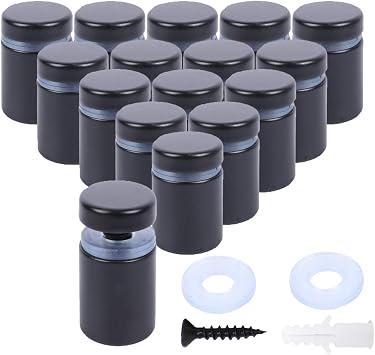 Osring 3/4 x 1 Inch Sign Standoffs Hardware 16 Pack, Stainless Steel Screw Standoffs Wall Mounting Signage Holder for Acrylic Board, Glass Panel and Plexiglass Picture, Black