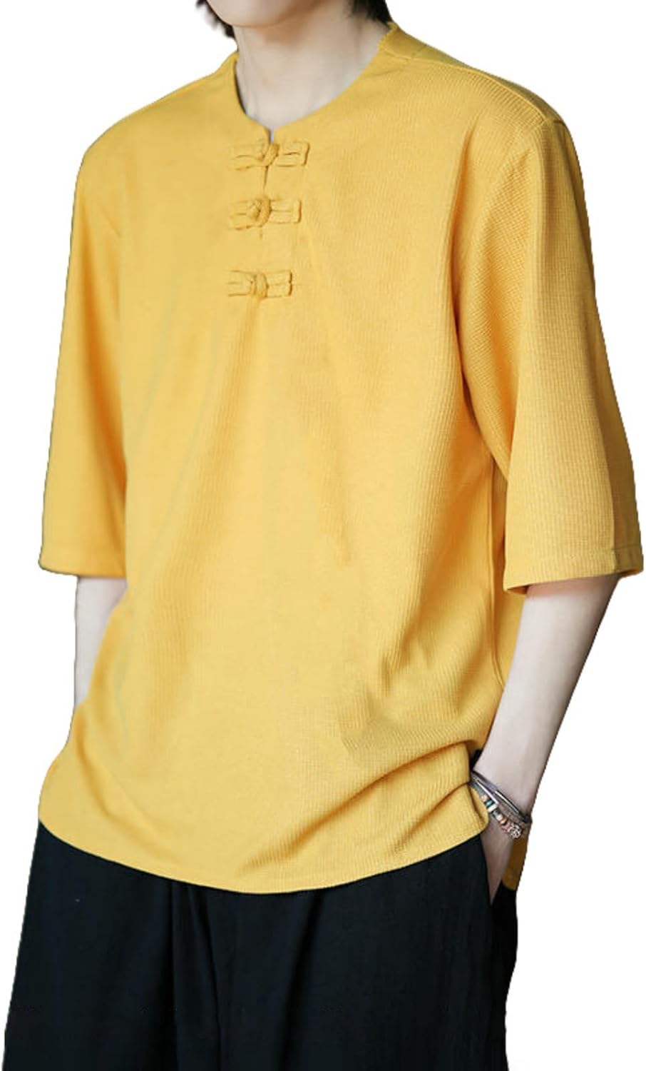 Men's Summer Trendy Loose Simple Casual Retro Chinese Button Short Sleeve Shirt