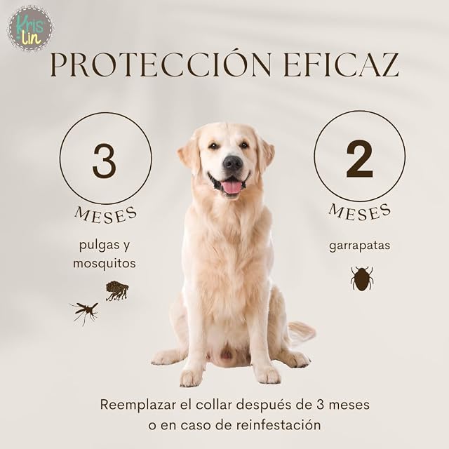 Foto 5 de 7 de KRISLIN Collar Antiparasitario para Perros, Marrón, 57 cm