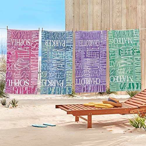 Let's Make Memories Personalized Beach Towel - Custom Cotton/Poly Blend Pool Towel - Purple - Personalize With Your Name - 30" X 60" #TOP1