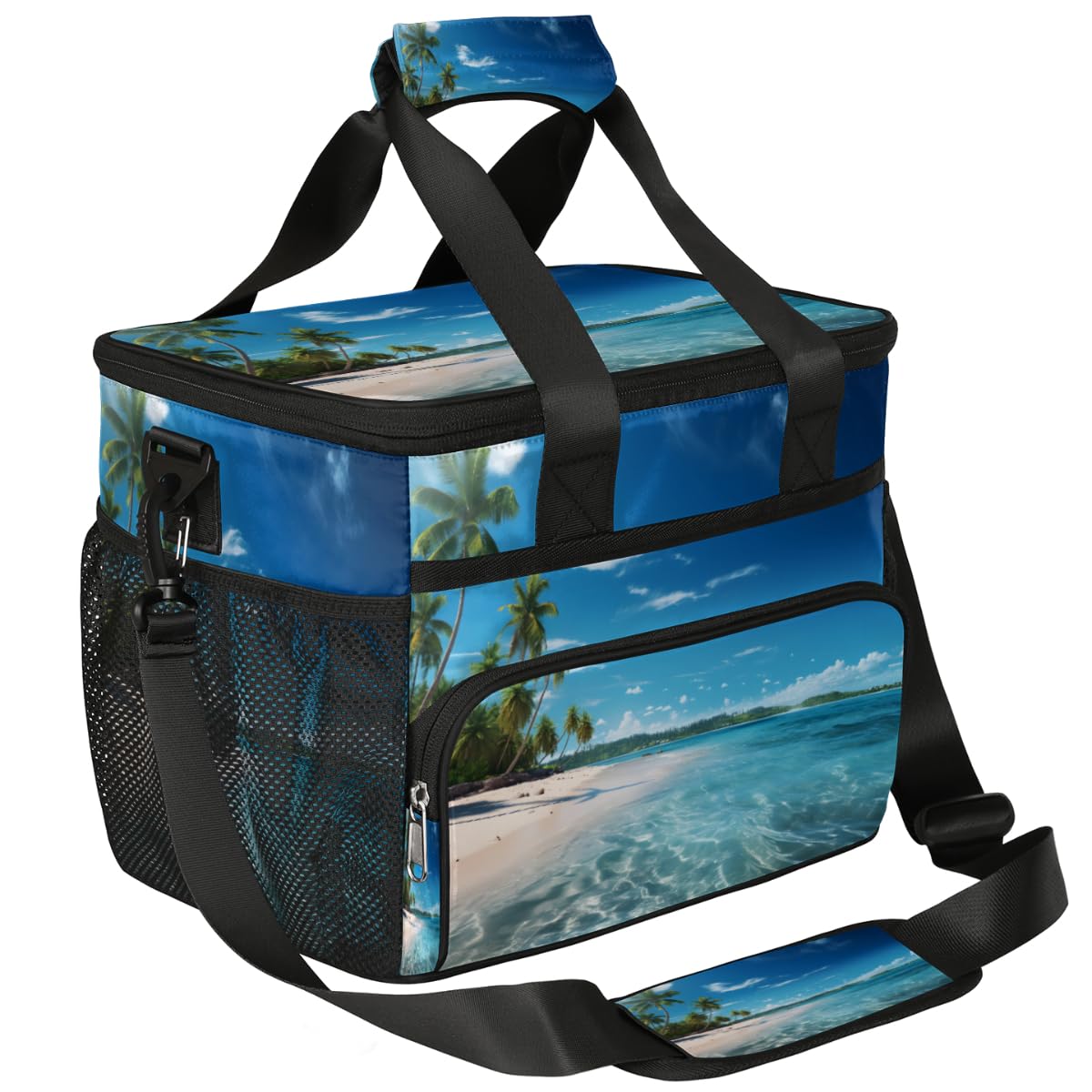 Coconut Palm Insulated Picnic Backpack Lunch Box for Women Men Picnic Basket Tote Lunch Bag Picnic Bag Portable Lunch Bags for Picnic, Beach, Work, Trip,Office, Camp Palm Tree Hawaii Beach