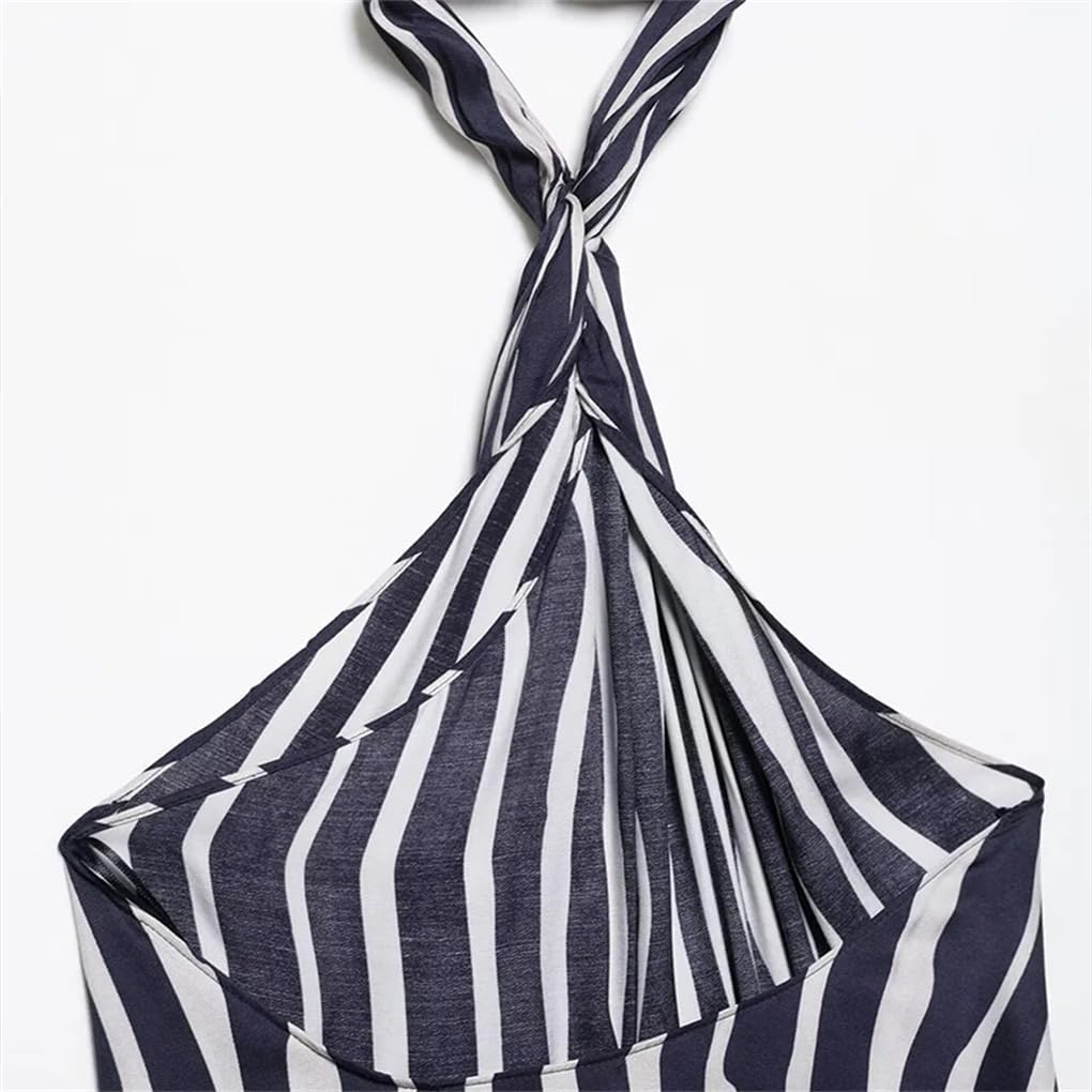 Women's Striped Pleated Vintage Sleeveless Top