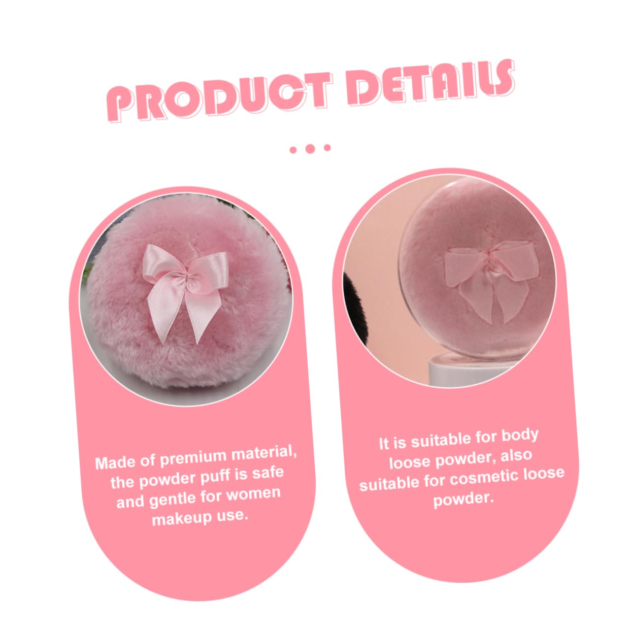 Mikinona 2Pcs Fluffy Powder Puff with Design Soft Body Powder Puff for Women for Easy Application of Talcum Powder Lovely Pink Color