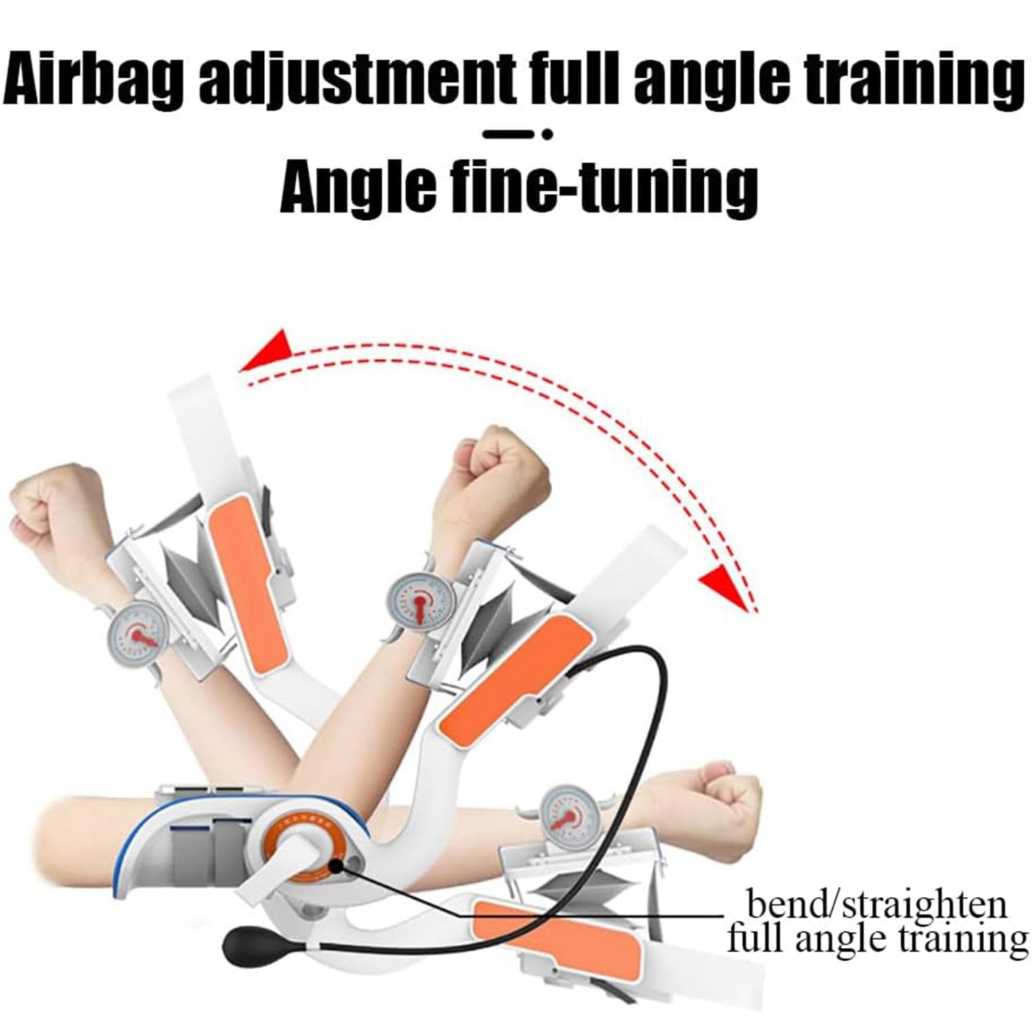 Ellenbogenbandage-Armtrainer, Ellenbogengelenk-Rehabilitationsgerät mit Air Bag-Druckbeaufschlagung und Winkelskala, Einstellbarer Winkel von -15° bis 150°, für Armfrakturen