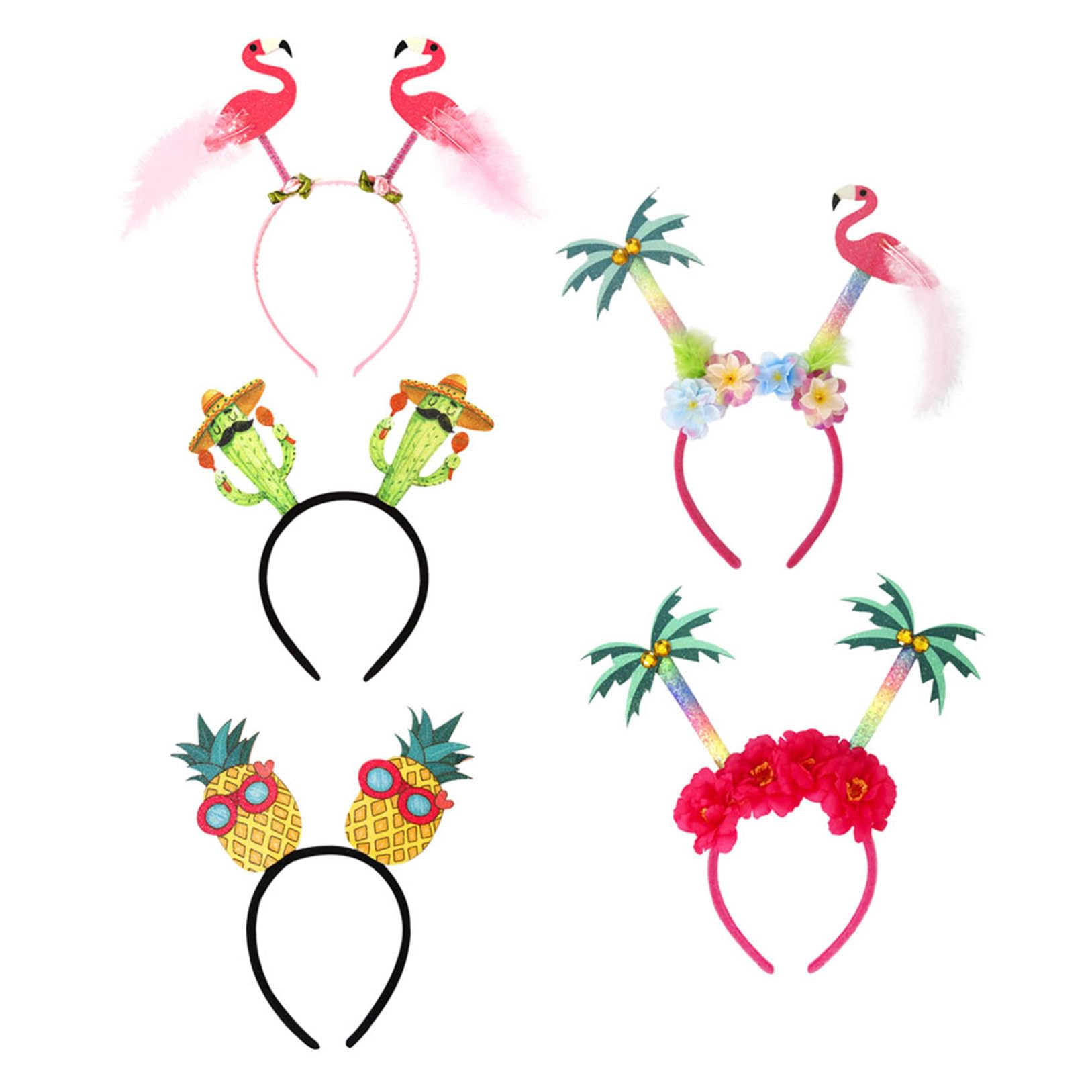 Diadema de Piña para Fiesta Luau, Plástico, 5 Piezas