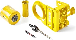 1-3/8" - 1-3/4" Door Lock Installation Kit for Metal and Wood Doors with Guide Template, Door Lock Hole Saw, M2 Steel (Yellow)