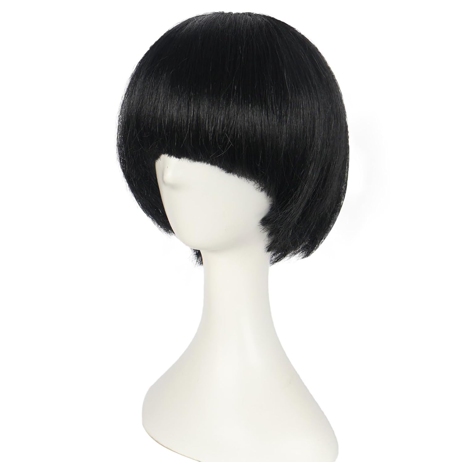 (Wig Cap + Black Bowl Cut Wig for Men Short Synthetic Funny Mushroom Black Bob Wigs with Bangs for Adult 60s 70s 80s Short Funny Cosplay Wigs for Halloween Costume Party Anime Outfit - Image 4