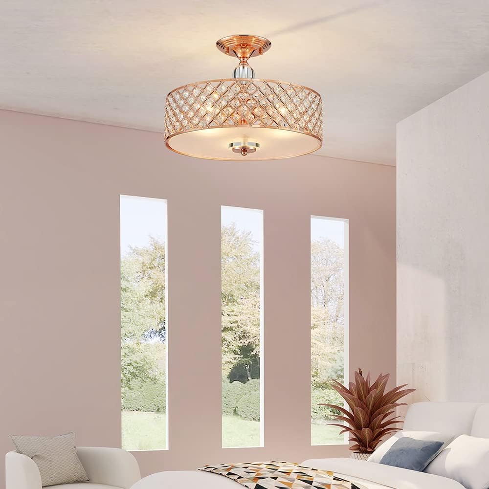 Saint Mossi Moderna Lampada Da Soffitto Lampada Da Soffitto In Cristallo Misto Oro Rosa Metallo Paralume Lampada Per Soggiorno Lampada Per Camera Da Letto Illuminazione Per Interni Diametro 40cm