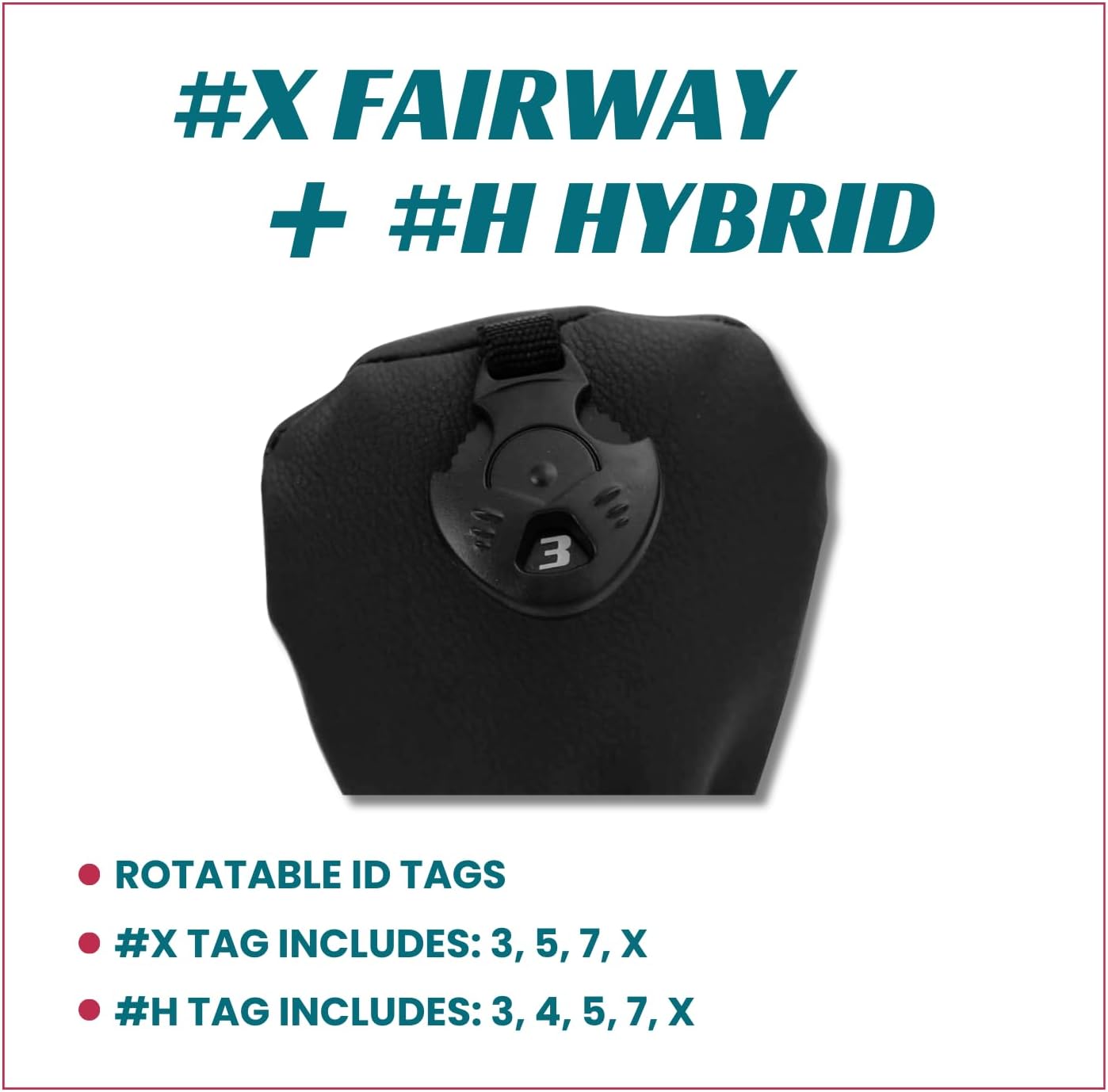 Majek Golf Vintage Headcovers White Seafoam Teal Pink Stripe Premium Retro Leather Style 3 X H Fairway and Hybrid Head Covers Fits All Modern Metal Woods and Hybrids Custom Designs Made in California