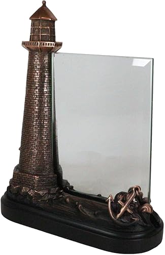 Miniatura 9 de Ebros Gift The Ocean Standard - Marco de impresión de vidrio grabable con acabado galvanizado de bronce galvanizado en la torre y ancla de barco