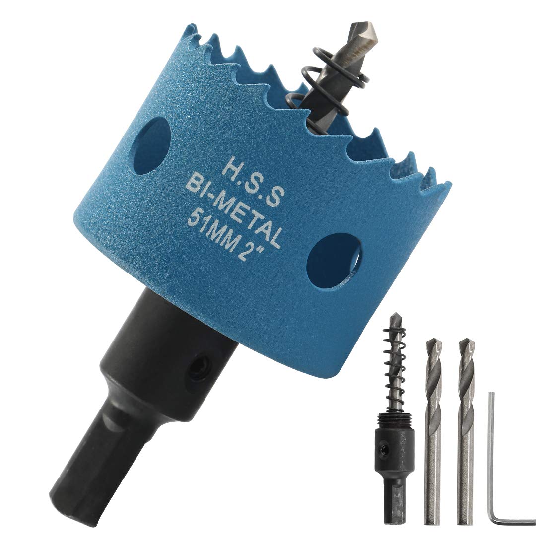 Livtor 51mm/2 Inch Hole Saw with Arbor for Cornhole Game, M42 Heavy Duty Bi-Metal Hole Cutter for Cornhole Board Wood Metal Plastic Fiberboard (Blue) (2 inch)