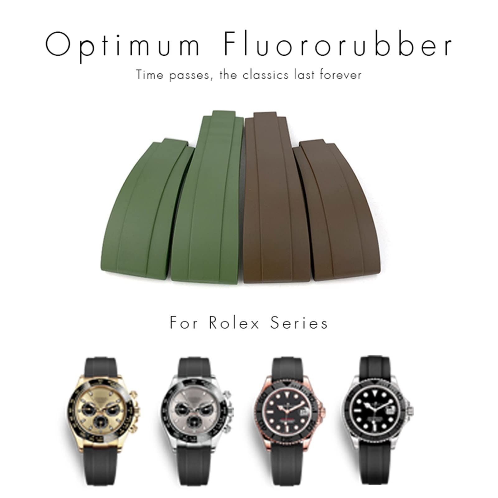 20 mm FKM Fluor Gumowy Pasek do zegarka Rolex Daytona Submariner GMT Yacht-Master OYSTERFLEX Czarny Zielony Czerwony Miękki Pasek Bransoletka