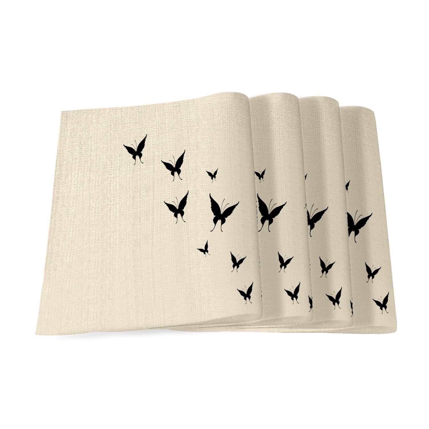 Sets de table en lin de qualité supérieure motif nuée de papillons ombres