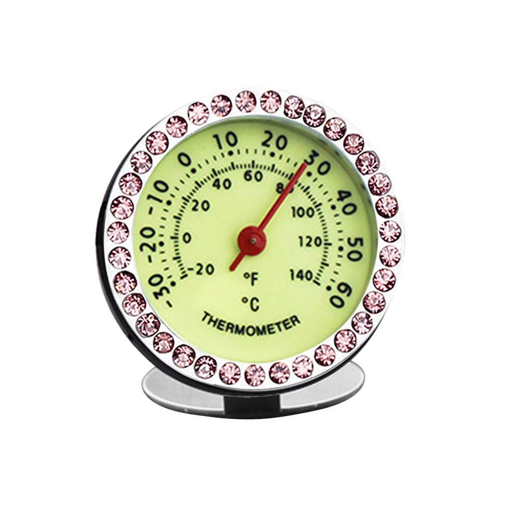 idain Car Dashboard Thermometer - Mini Vehicle Thermometer Decoration Air Vent Cilp (Pink)
