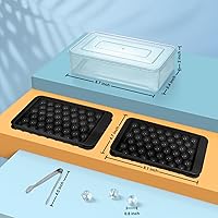Vista 6 de WIBIMEN Bandeja para cubitos de hielo con tapa y contenedor, bandejas de hielo redondas para congelador con tapa, bandejas para cubitos de hielo