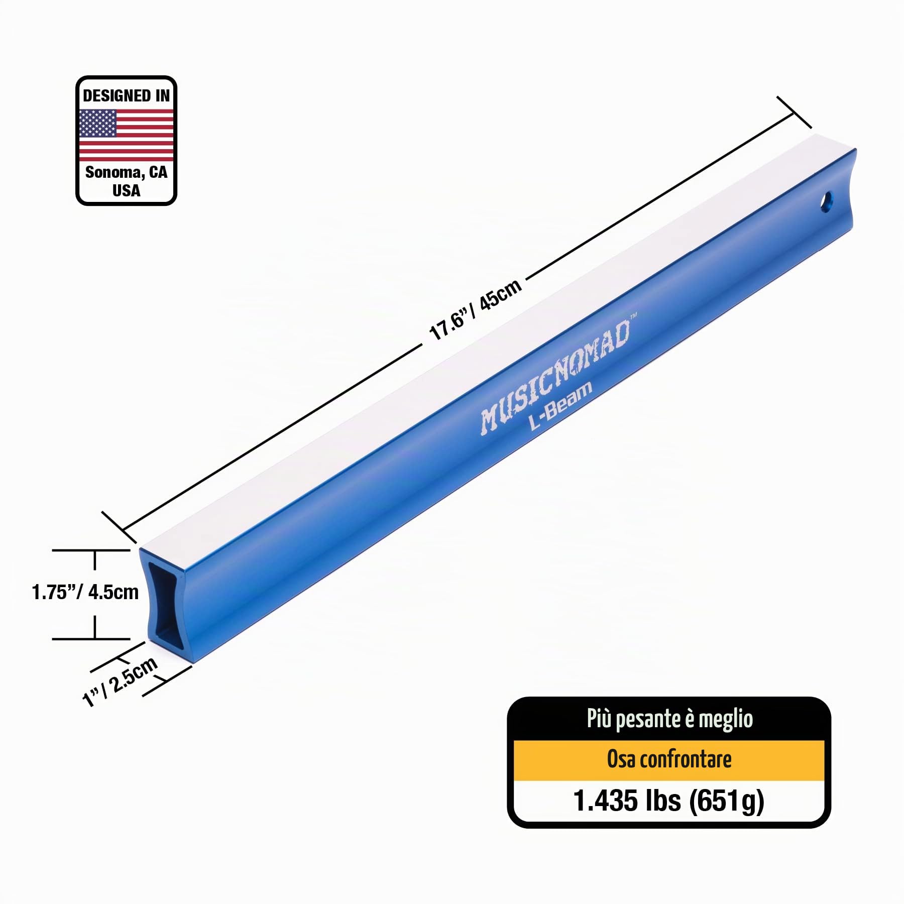L-Beam, Livella per levigare chitarra elettrica e acustica - 45 cm