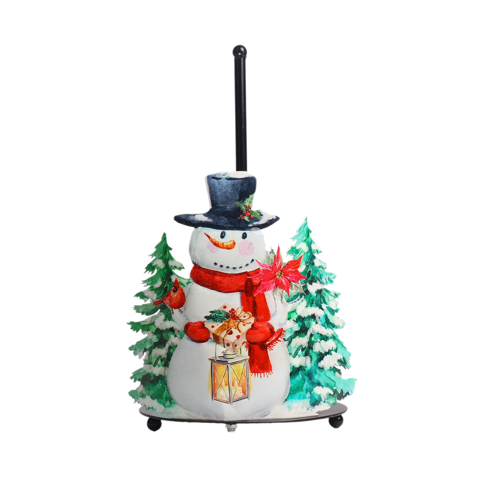 Flowers Christmas Vertical Tissue Holder Rack Napkins Stand Kitchen Countertop Iron Paper Towel Holder Easy to Use Kitchen Roll Paper Stand Organizers