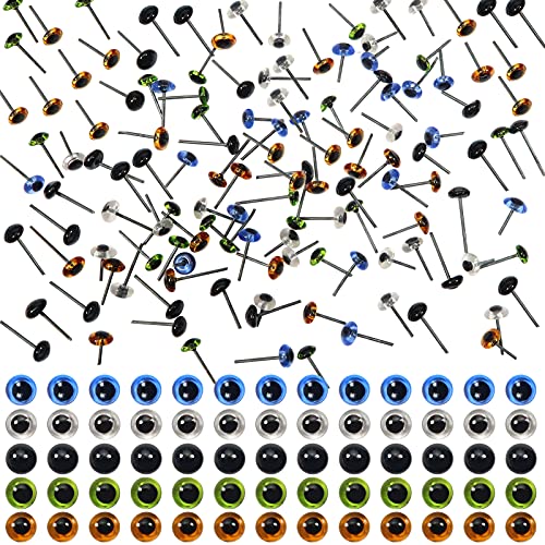 TOAOB - Juego de 100 ojos de cristal de 5 mm, colores mixtos para manualidades, aguja, fieltro, osos, muñecas, señuelos y costura