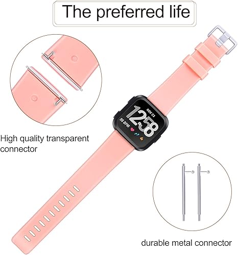 Vista 64 de Paquete de 3 correas de silicona suave compatibles para Fitbit Versa 2/Fitbit Versa/Fitbit Versa Lite, correas deportivas ajustables para mujeres