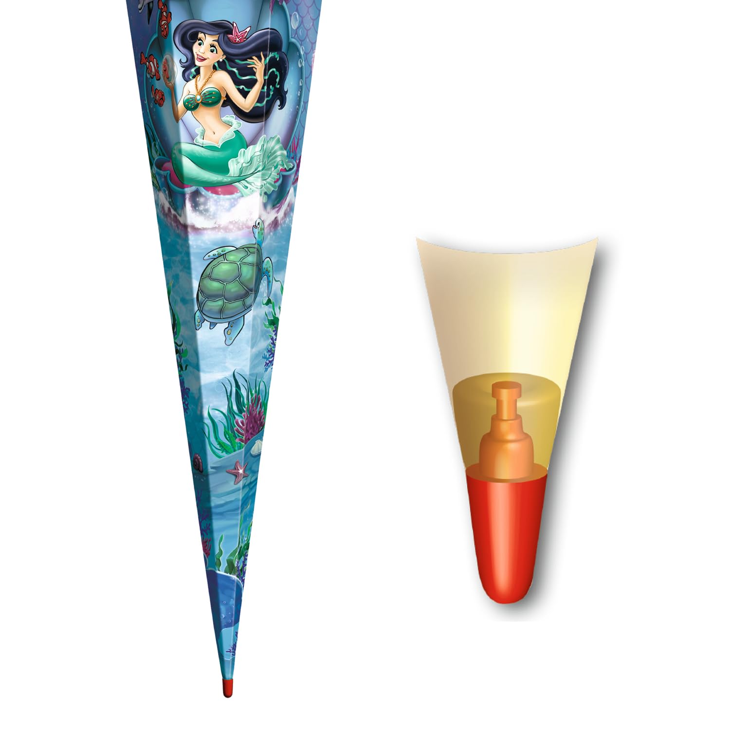 Unbekannt 10278792 - Cornet Surprise sirène - 85 cm - Rond - avec Fermeture en Tulle - Emballage Cadeau pour la rentrée des Classes - Violet