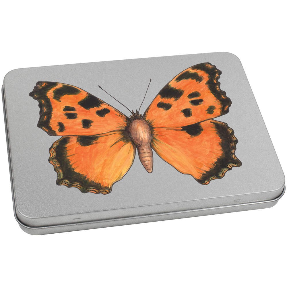 Azeeda 170mm 'Tortoiseshell Butterfly' Metal Hinged Tin/Storage Box (TT00093072)