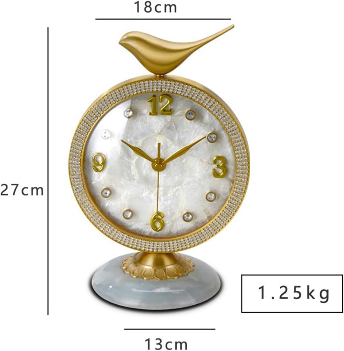 Desk Clock Brass Desk Clock Living Room Home Brass Desk Clock Simple Clock Ornaments Desk Clock Bedside Desktop Ornaments Decorative Mantel Clock(Green)