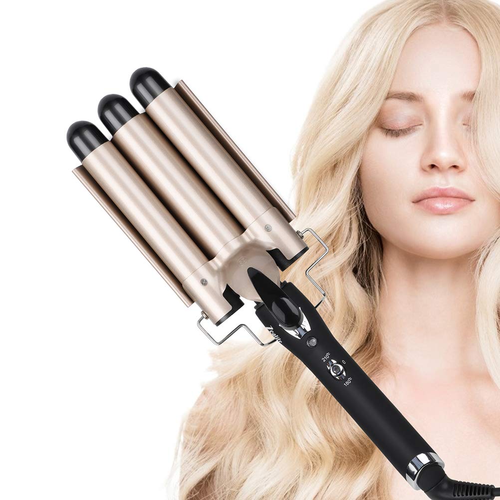 3 Barrel Curling Iron Wand, Zealite Ceramic Tourmaline 1 Inch Crimper Hair Iron, Hair Waving Styling Tools for Women or Girls : Beauty & Personal Care